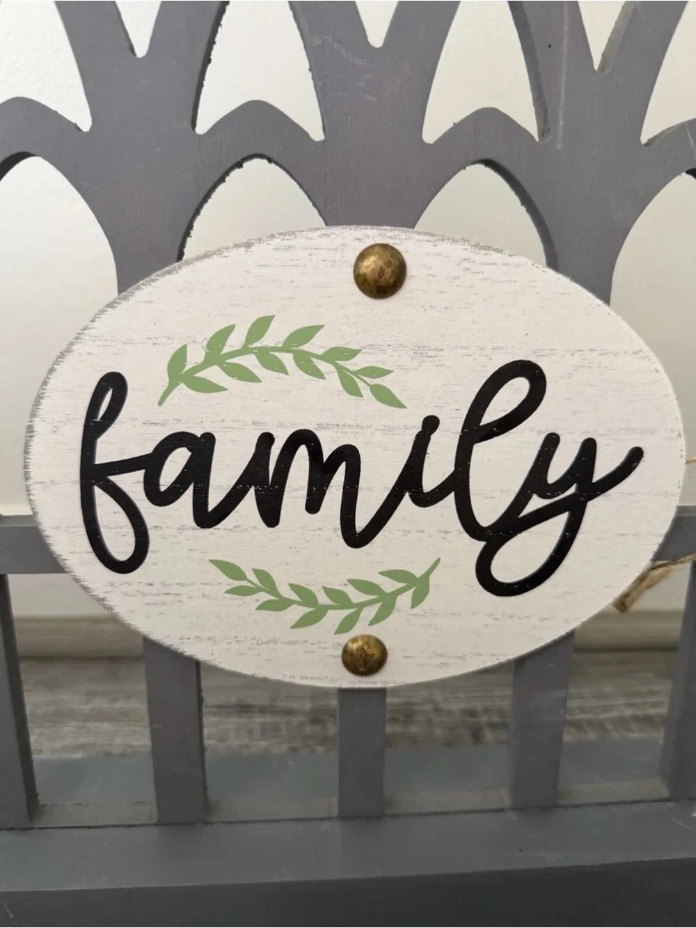 Wooden 'Family' Decorative Accent Sign - Gray & White